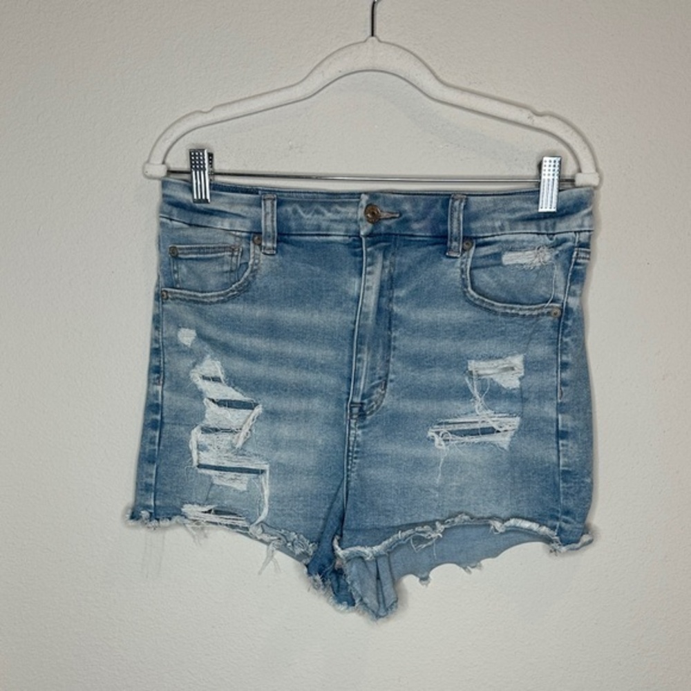 American Eagle Outfitters Light Blue Distressed Jean Shorts